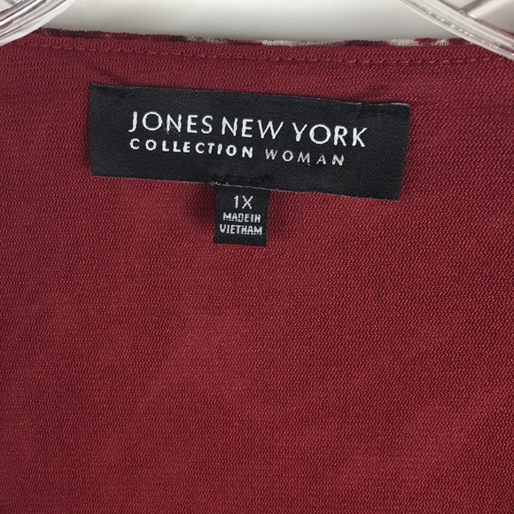 Jones New York Top 1X Burgundy V-Neck *T - Picture 5 of 6